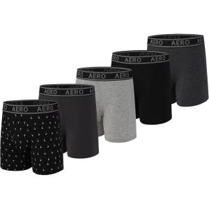 imageAeropostale Mens Boxer BriefsCotton Stretch Boxer Briefs UnderwearBlackCharcoalBlackGreyHeather