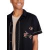 imageAEROPOSTALE Mens Short Sleeve Embroidered Floral Linen ShirtBlack