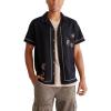 imageAEROPOSTALE Mens Short Sleeve Embroidered Floral Linen ShirtBlack