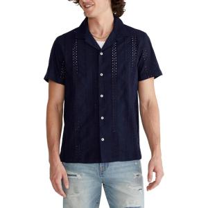 imageAEROPOSTALE Mens Short Sleeve Textured Eyelet ShirtNavy