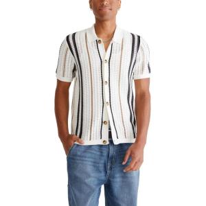 imageAEROPOSTALE Mens Striped OpenKnit Buttoned Sweater PoloBlue