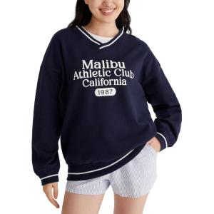 imageAEROPOSTALE Womens Malibu Athletic Oversized VNeck SweatshirtNavy