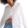 imageAEROPOSTALE Womens Long Sleeve Gauzy Oversized ShirtBleach