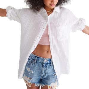 imageAEROPOSTALE Womens Long Sleeve Gauzy Oversized ShirtBleach