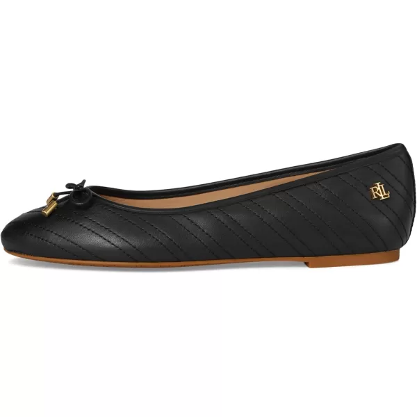 Lauren Ralph Lauren Womens Jayna Stitched Leather Flat BalletBlackBlack