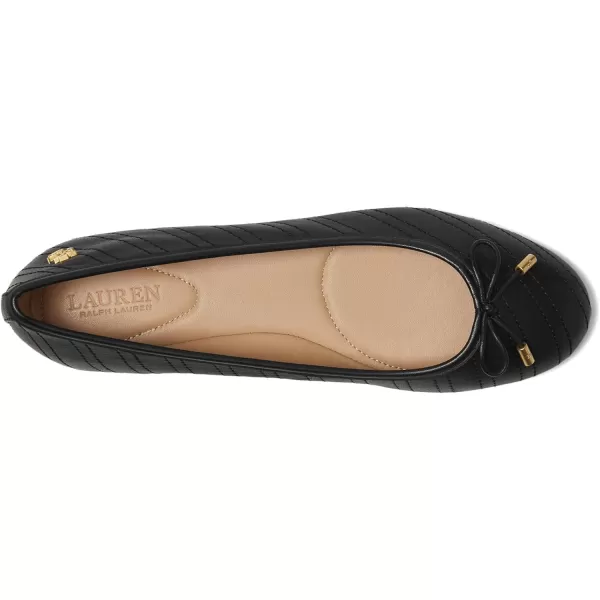 Lauren Ralph Lauren Womens Jayna Stitched Leather Flat BalletBlackBlack