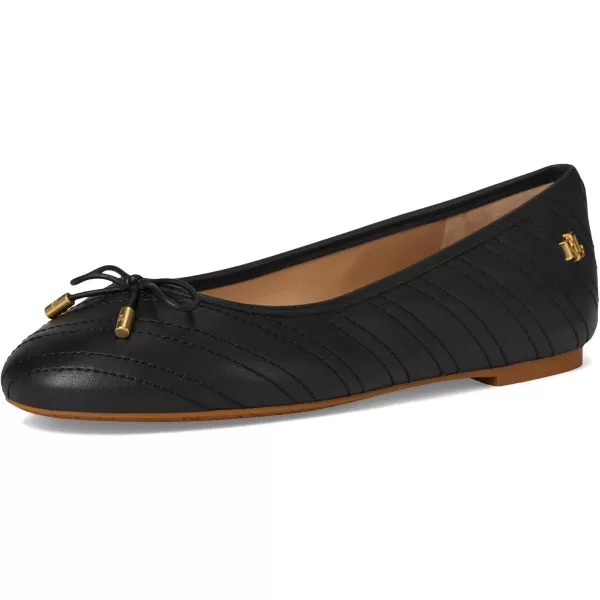 Lauren Ralph Lauren Womens Jayna Stitched Leather Flat BalletBlackBlack