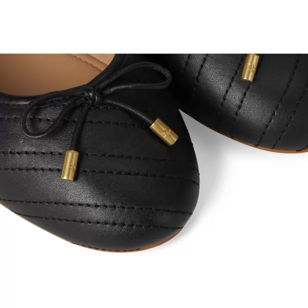 Lauren Ralph Lauren Womens Jayna Stitched Leather Flat BalletBlackBlack