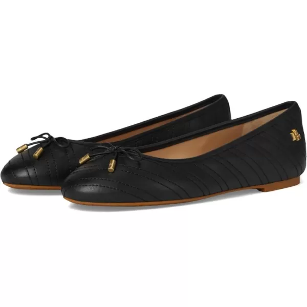 Lauren Ralph Lauren Womens Jayna Stitched Leather Flat BalletBlackBlack