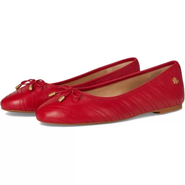 Lauren Ralph Lauren Womens Jayna Stitched Leather Flat BalletFestive RedFestive Red