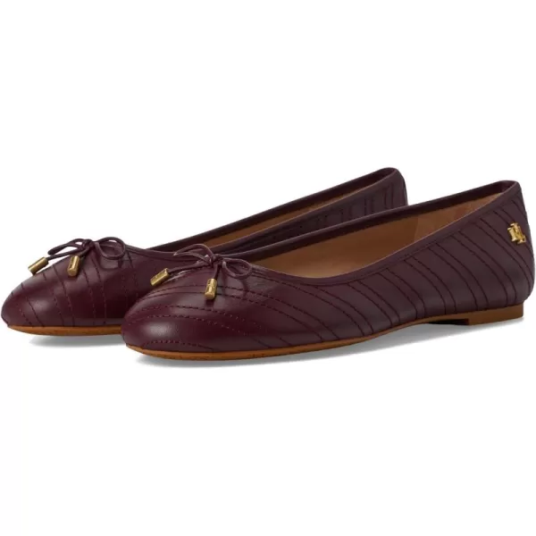 Lauren Ralph Lauren Womens Jayna Stitched Leather Flat BalletPinot NoirPinot Noir