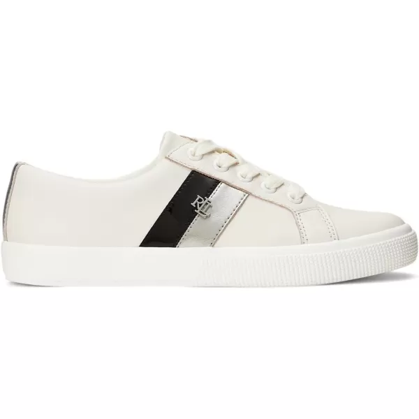 LAUREN Ralph Lauren Womens Janson Sneaker Ballet FlatSoft WhitePolished SilverBlack