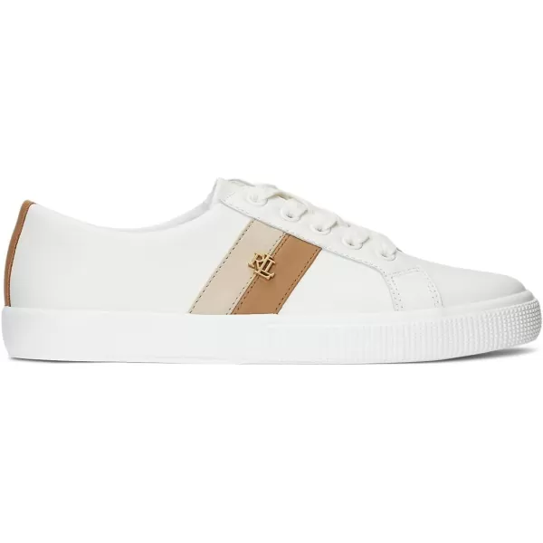 LAUREN Ralph Lauren Womens Janson Sneakers Ballet FlatSnow WhiteExplorer SandBuff