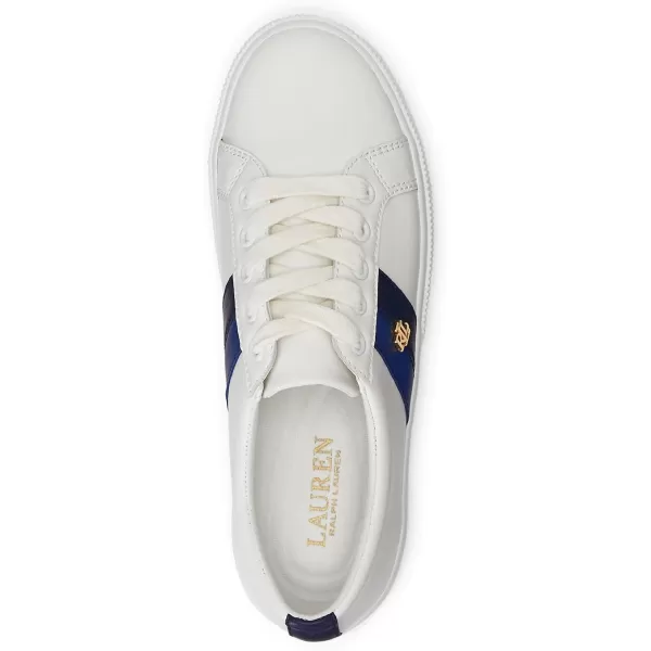 LAUREN Ralph Lauren Womens Janson Sneakers Ballet FlatSnow WhiteRefind NavyIndigo Sail