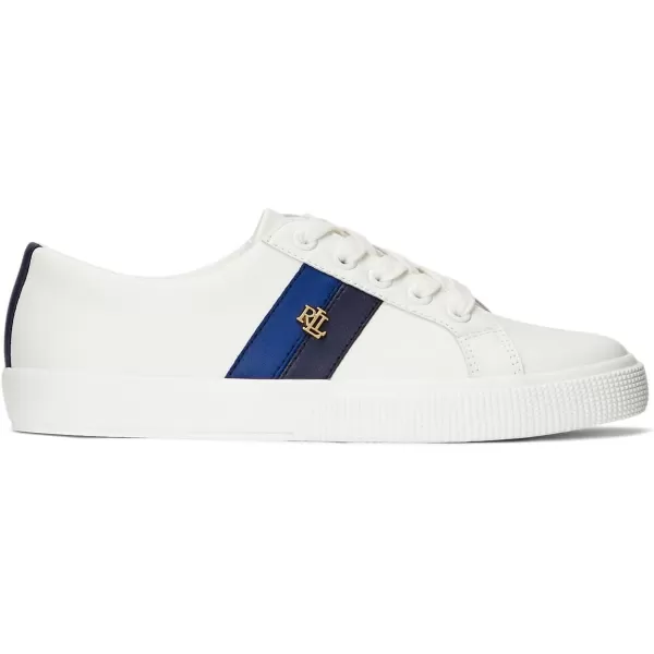 LAUREN Ralph Lauren Womens Janson Sneakers Ballet FlatSnow WhiteRefind NavyIndigo Sail