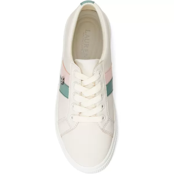 LAUREN Ralph Lauren Womens Janson Sneakers Ballet FlatSoft WhiteSoft LaurelPink Opal