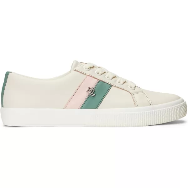 LAUREN Ralph Lauren Womens Janson Sneakers Ballet FlatSoft WhiteSoft LaurelPink Opal