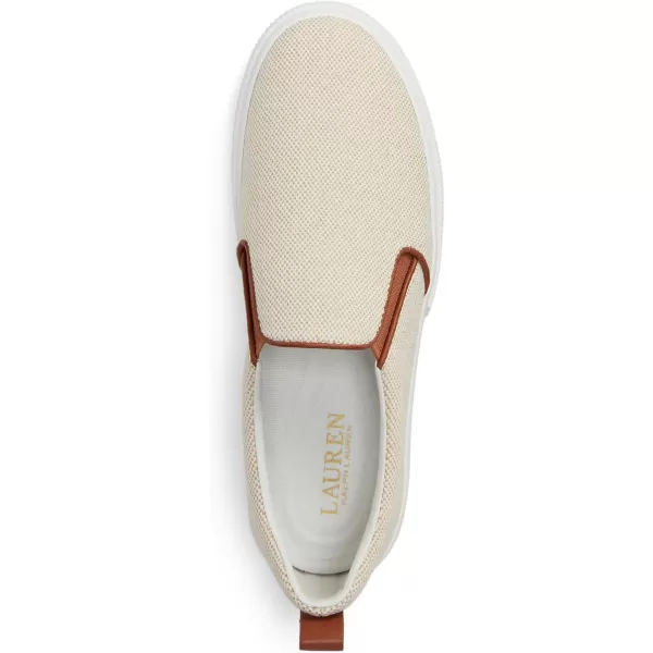 Lauren Ralph Lauren Womens Haddley Canvas Slipon SneakerNaturalDeep Saddle Tan