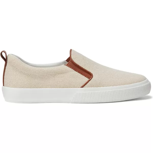 Lauren Ralph Lauren Womens Haddley Canvas Slipon SneakerNaturalDeep Saddle Tan