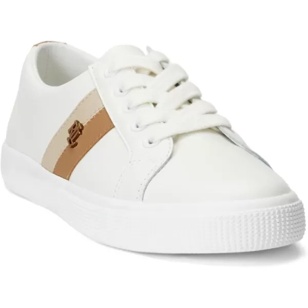 LAUREN Ralph Lauren Womens Janson Sneakers Ballet FlatSnow WhiteExplorer SandBuff