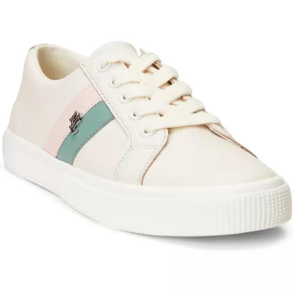 LAUREN Ralph Lauren Womens Janson Sneakers Ballet FlatSoft WhiteSoft LaurelPink Opal