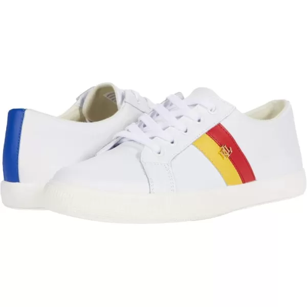 Lauren Ralph Lauren Janson II Action Leather SneakerRl WhiteAthletic GoldCandy Red Action Leather