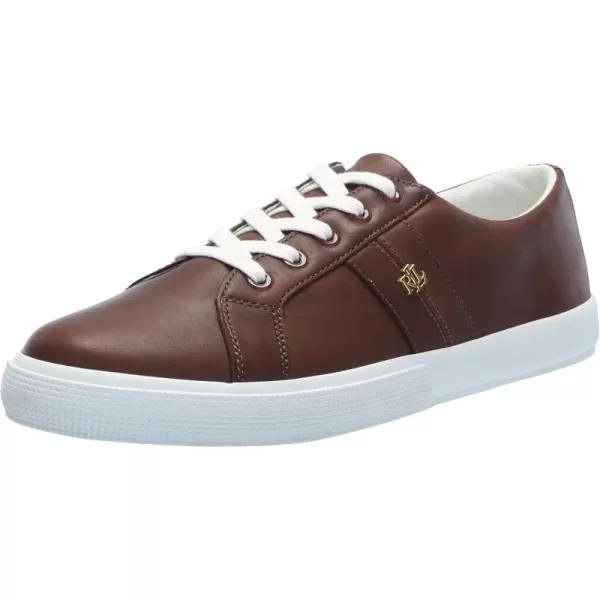 Lauren Ralph Lauren Womens Janson Ii Burnished Leather SneakersDark Mahogany