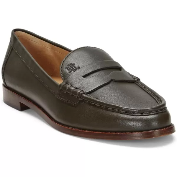 Lauren Ralph Lauren Womens Wynnie Nappa Leather Loafer PennyDark Olive