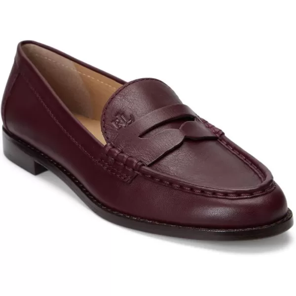 Lauren Ralph Lauren Womens Wynnie Nappa Leather Loafer PennyVintage Burgundy