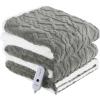 imageElectric Blanket Queen Size Heated Blanket with 5 Heat Settings ampamp 10 Timer Settings Super Soft Cozy Sherpa Blanket with Fast Heating for Home Office Use 84 x 90 Inches BeigeGray