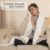 imageElectric Blanket Queen Size Heated Blanket with 5 Heat Settings ampamp 10 Timer Settings Super Soft Cozy Sherpa Blanket with Fast Heating for Home Office Use 84 x 90 Inches BeigeLight Khaki