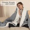 imageElectric Blanket Queen Size Heated Blanket with 5 Heat Settings ampamp 10 Timer Settings Super Soft Cozy Sherpa Blanket with Fast Heating for Home Office Use 84 x 90 Inches BeigeDark Gray
