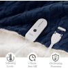 imageElectric Blanket Queen Size Heated Blanket with 5 Heat Settings ampamp 10 Timer Settings Super Soft Cozy Sherpa Blanket with Fast Heating for Home Office Use 84 x 90 Inches BeigeNavy Blue
