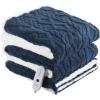 imageElectric Blanket Queen Size Heated Blanket with 5 Heat Settings ampamp 10 Timer Settings Super Soft Cozy Sherpa Blanket with Fast Heating for Home Office Use 84 x 90 Inches BeigeNavy Blue