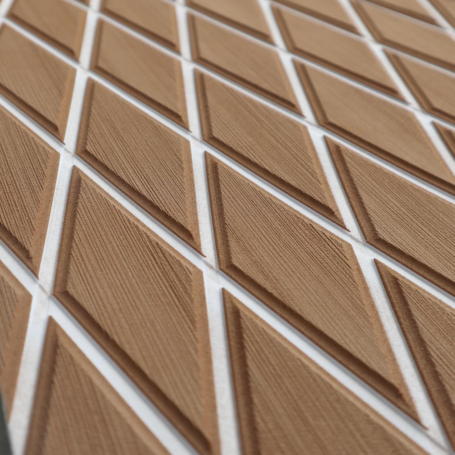 imageKXKZREN EVA Foam Boat Flooring Decking Sheet 6mm Thick Diamond AntiSlip Marine Flooring Mat Self Adhesive Deck Pad for Bass Boat Yacht Motorboat RV Cooler Tops 748quotx276quot  938quotx439quotBrown With White Diamond Seam Lines
