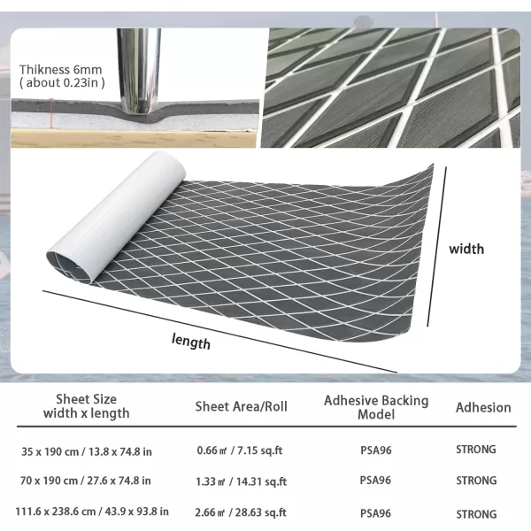 imageKXKZREN EVA Foam Boat Flooring Decking Sheet 6mm Thick Diamond AntiSlip Marine Flooring Mat Self Adhesive Deck Pad for Bass Boat Yacht Motorboat RV Cooler Tops 748quotx276quot  938quotx439quotDark Grey With White Diamond Seam Lines
