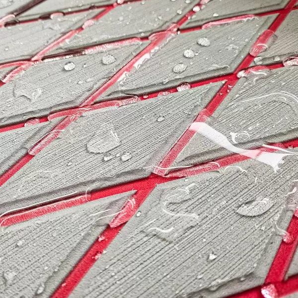 imageKXKZREN EVA Foam Boat Flooring Decking Sheet 6mm Thick Diamond AntiSlip Marine Flooring Mat Self Adhesive Deck Pad for Bass Boat Yacht Motorboat RV Cooler Tops 748quotx276quot  938quotx439quotGrey With Red Diamond Seam Lines