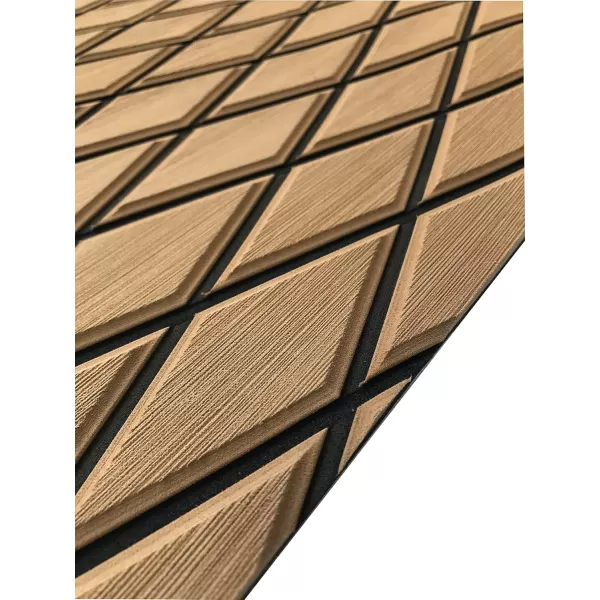 imageKXKZREN EVA Foam Boat Flooring Decking Sheet 6mm Thick Diamond AntiSlip Marine Flooring Mat Self Adhesive Deck Pad for Bass Boat Yacht Motorboat RV Cooler Tops 748quotx276quot  938quotx439quotBrown with Black Diamond Seam Lines