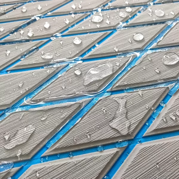 imageKXKZREN EVA Foam Boat Flooring Decking Sheet 6mm Thick Diamond AntiSlip Marine Flooring Mat Self Adhesive Deck Pad for Bass Boat Yacht Motorboat RV Cooler Tops 748quotx276quot  938quotx439quotGrey With Blue Diamond Seam Lines