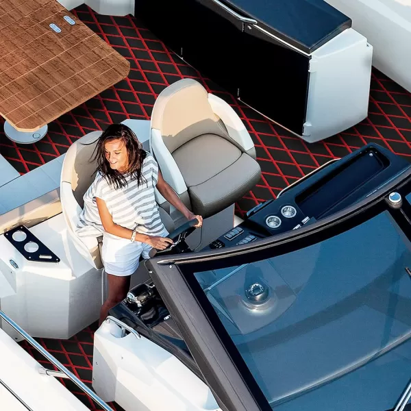 imageKXKZREN EVA Foam Boat Flooring Decking Sheet 6mm Thick Diamond AntiSlip Marine Flooring Mat Self Adhesive Deck Pad for Bass Boat Yacht Motorboat RV Cooler Tops 748quotx276quot  938quotx439quotBlack with Red Seam  Matchable Diamond 