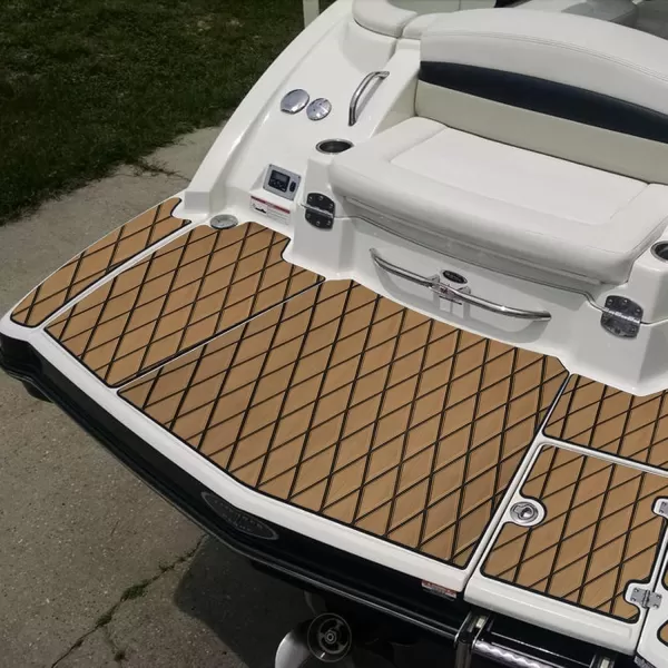 imageKXKZREN EVA Foam Boat Flooring Decking Sheet 6mm Thick Diamond AntiSlip Marine Flooring Mat Self Adhesive Deck Pad for Bass Boat Yacht Motorboat RV Cooler Tops 748quotx276quot  938quotx439quotBrown with Black Diamond Seam Lines