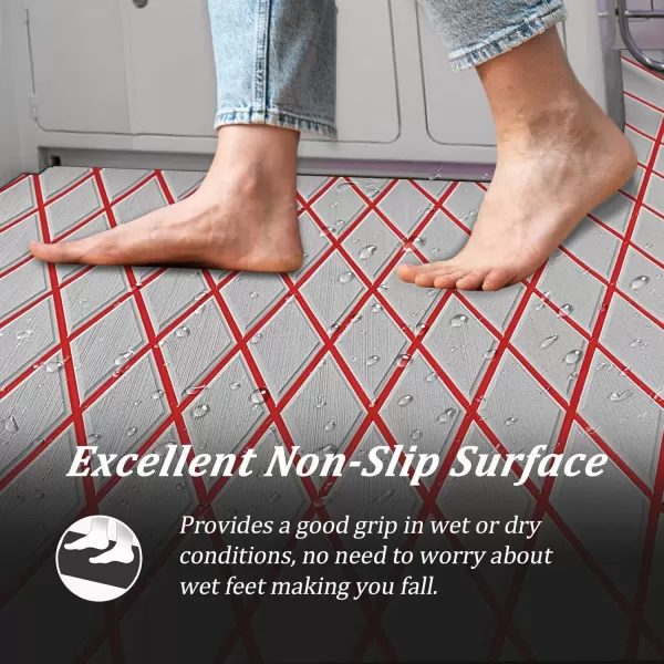 imageKXKZREN EVA Foam Boat Flooring Decking Sheet 6mm Thick Diamond AntiSlip Marine Flooring Mat Self Adhesive Deck Pad for Bass Boat Yacht Motorboat RV Cooler Tops 748quotx276quot  938quotx439quotGrey With Red Diamond Seam Lines