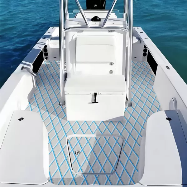 imageKXKZREN EVA Foam Boat Flooring Decking Sheet 6mm Thick Diamond AntiSlip Marine Flooring Mat Self Adhesive Deck Pad for Bass Boat Yacht Motorboat RV Cooler Tops 748quotx276quot  938quotx439quotGrey With Blue Diamond Seam Lines