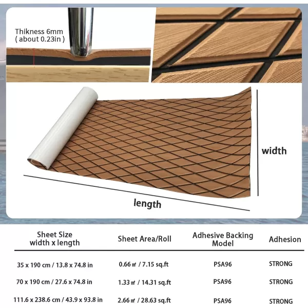 imageKXKZREN EVA Foam Boat Flooring Decking Sheet 6mm Thick Diamond AntiSlip Marine Flooring Mat Self Adhesive Deck Pad for Bass Boat Yacht Motorboat RV Cooler Tops 748quotx276quot  938quotx439quotBrown with Black Diamond Seam Lines