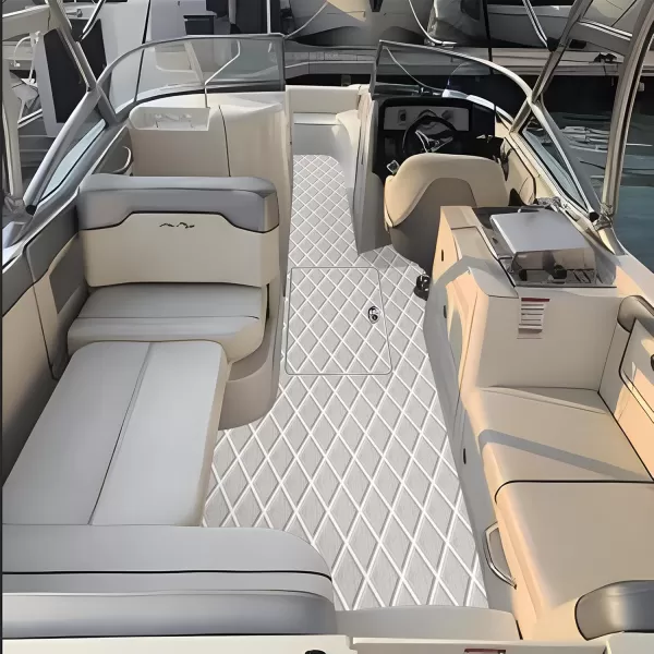 imageKXKZREN EVA Foam Boat Flooring Decking Sheet 6mm Thick Diamond AntiSlip Marine Flooring Mat Self Adhesive Deck Pad for Bass Boat Yacht Motorboat RV Cooler Tops 748quotx276quot  938quotx439quotGrey With White Diamond Seam Lines