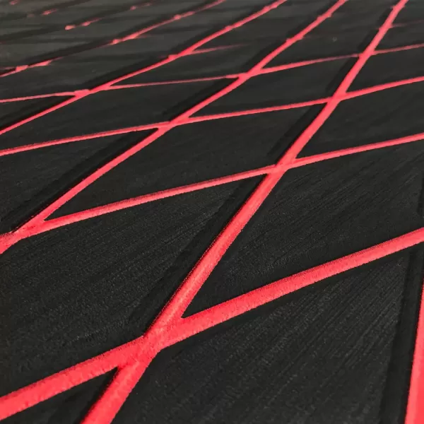 imageKXKZREN EVA Foam Boat Flooring Decking Sheet 6mm Thick Diamond AntiSlip Marine Flooring Mat Self Adhesive Deck Pad for Bass Boat Yacht Motorboat RV Cooler Tops 748quotx276quot  938quotx439quotBlack With Red Diamond Seam Lines