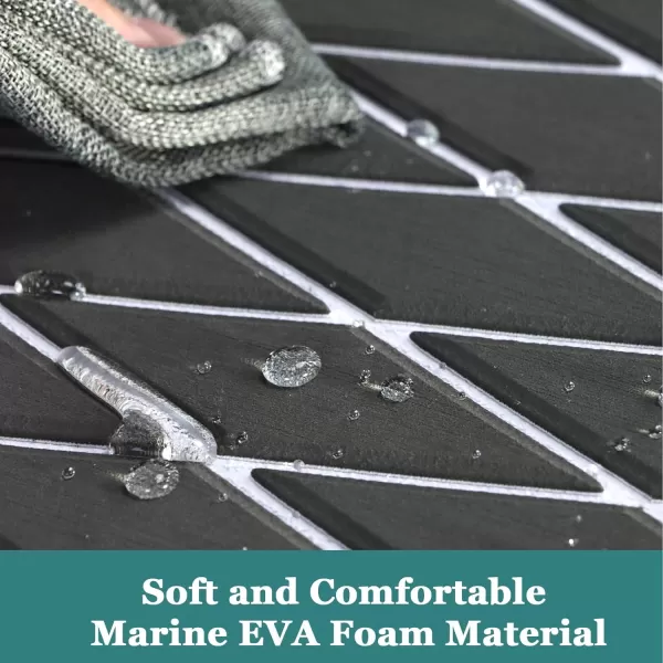 imageKXKZREN EVA Foam Boat Flooring Decking Sheet 6mm Thick Diamond AntiSlip Marine Flooring Mat Self Adhesive Deck Pad for Bass Boat Yacht Motorboat RV Cooler Tops 748quotx276quot  938quotx439quotDark Grey with White Seam  Matchable Diamond 