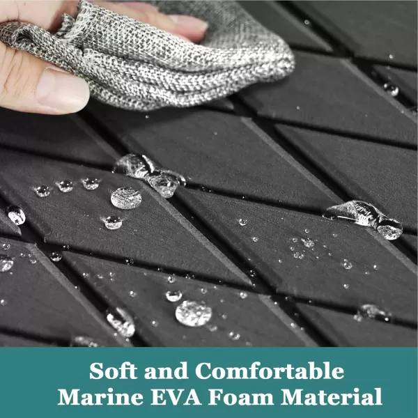 imageKXKZREN EVA Foam Boat Flooring Decking Sheet 6mm Thick Diamond AntiSlip Marine Flooring Mat Self Adhesive Deck Pad for Bass Boat Yacht Motorboat RV Cooler Tops 748quotx276quot  938quotx439quotDark Grey With Black Seam  Matchable Diamond 