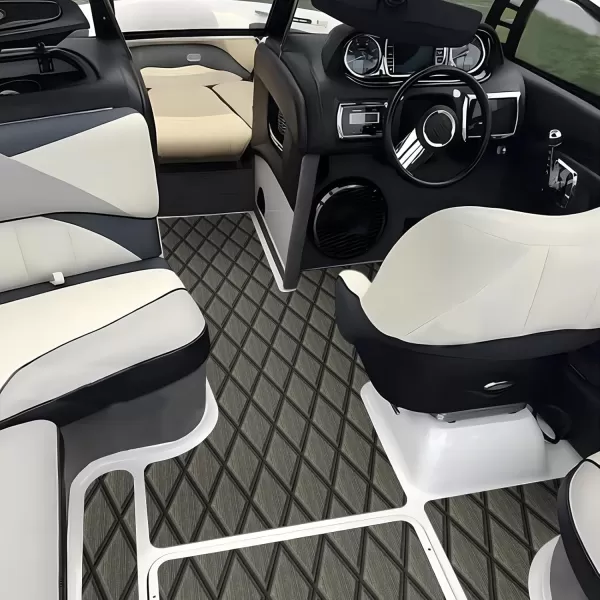 imageKXKZREN EVA Foam Boat Flooring Decking Sheet 6mm Thick Diamond AntiSlip Marine Flooring Mat Self Adhesive Deck Pad for Bass Boat Yacht Motorboat RV Cooler Tops 748quotx276quot  938quotx439quotDark Grey with Black Seam Lines