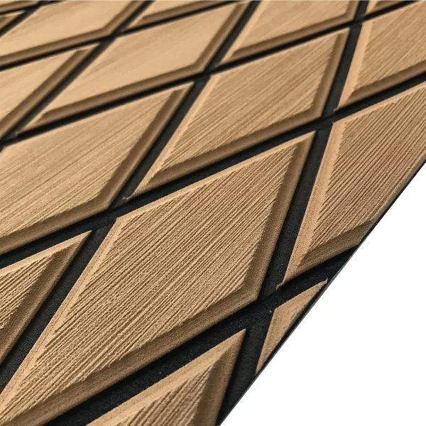 imageKXKZREN EVA Foam Boat Flooring Decking Sheet 6mm Thick Diamond AntiSlip Marine Flooring Mat Self Adhesive Deck Pad for Bass Boat Yacht Motorboat RV Cooler Tops 748quotx276quot  938quotx439quotBrown with Black Diamond Seam Lines